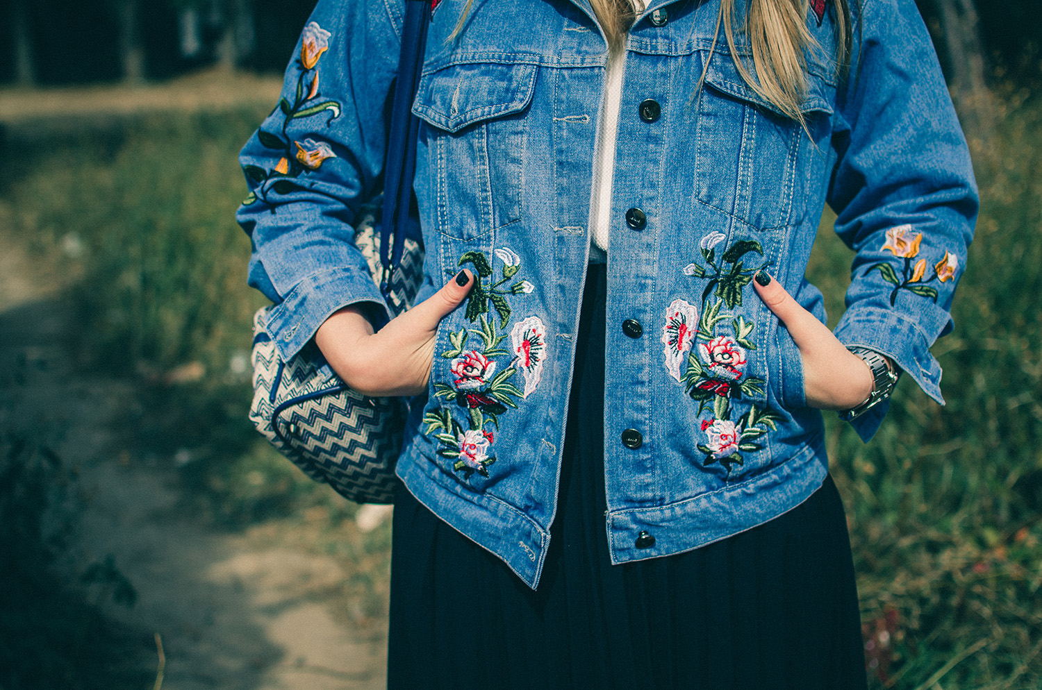 embroidered floral denim jacket