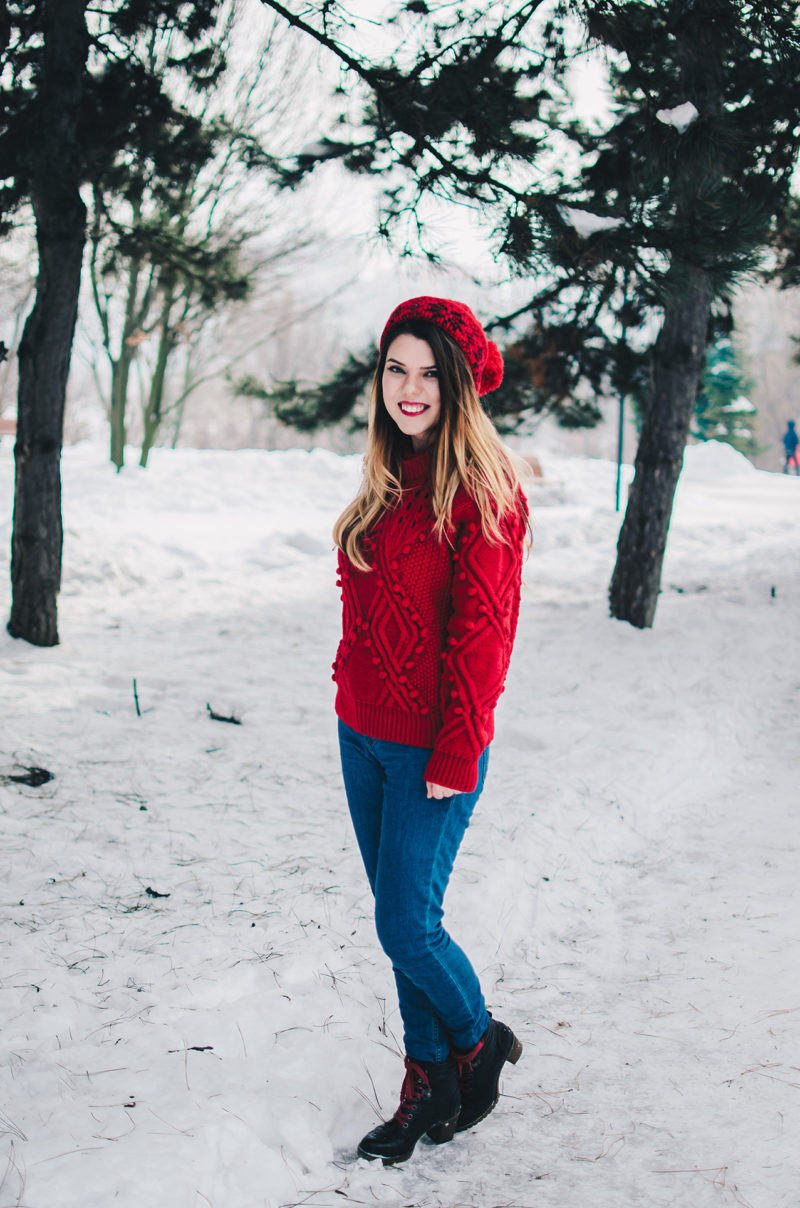 red winter outfit zaful sweater anotherside of me blog