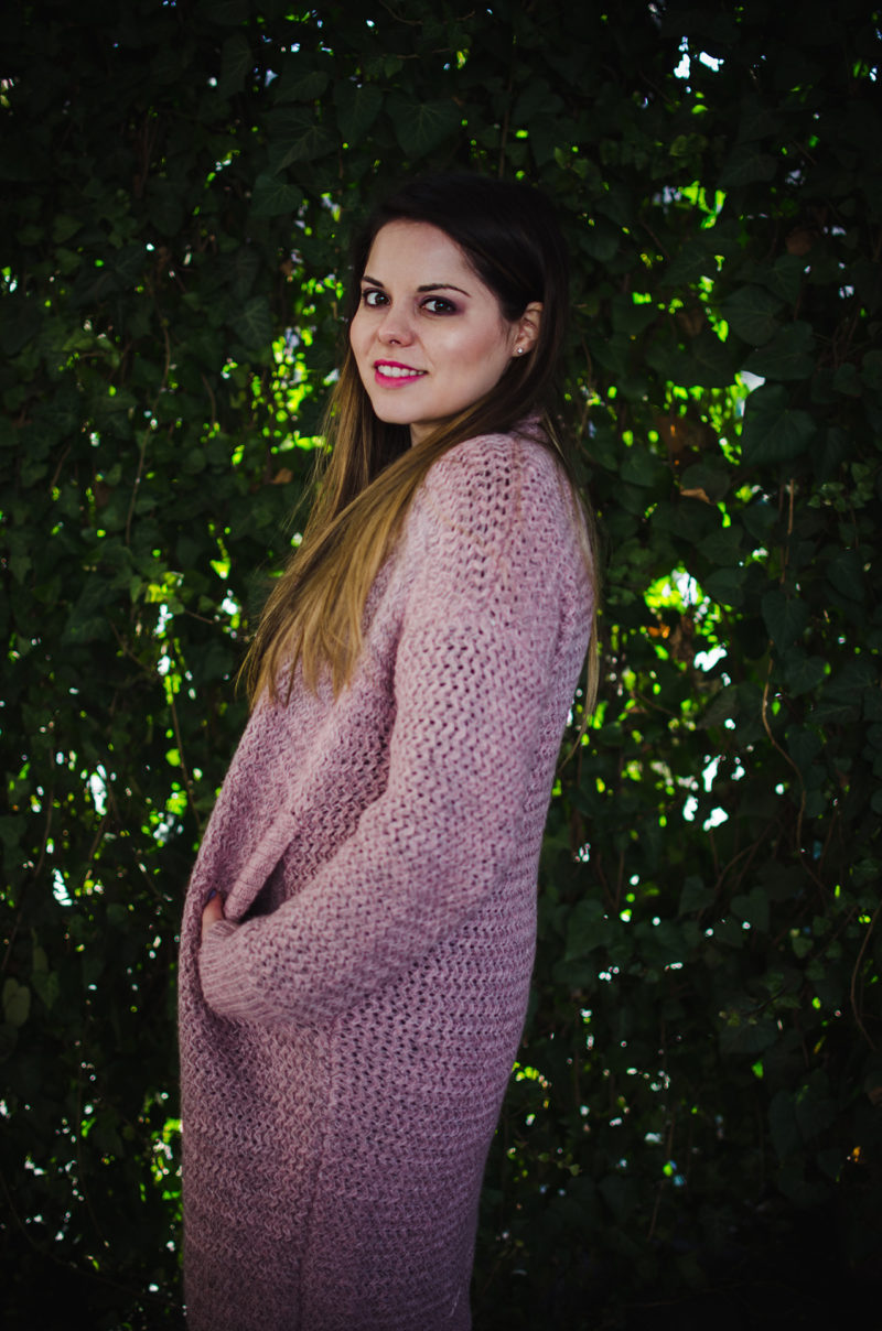 pink cardigan