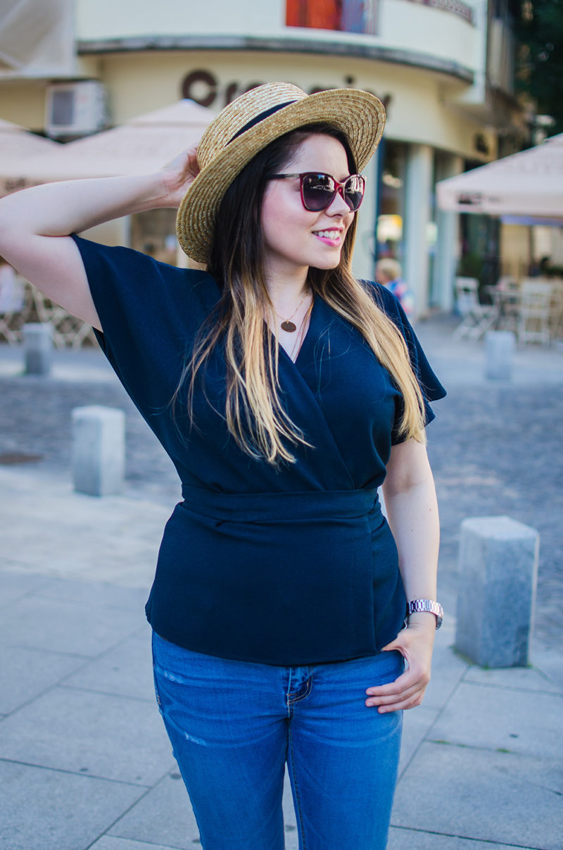wrap blouse outfit