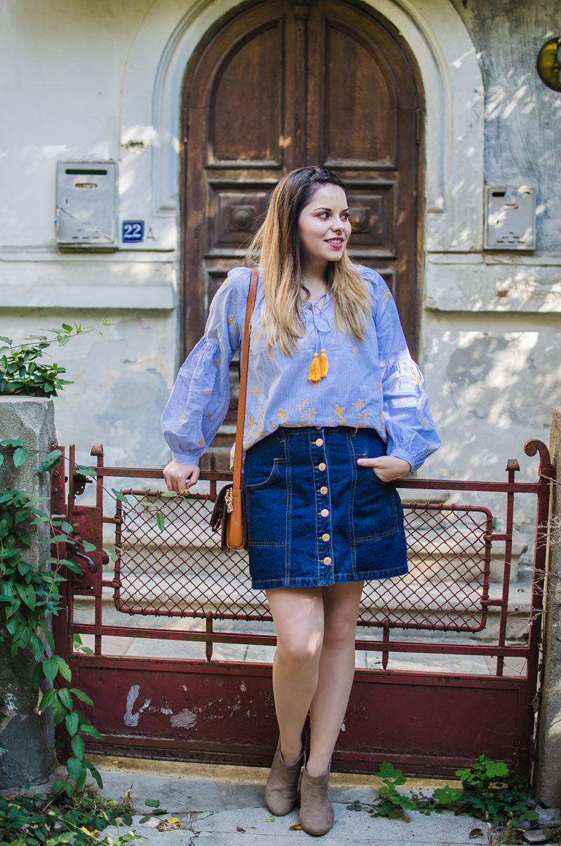 button up mini denim skirt