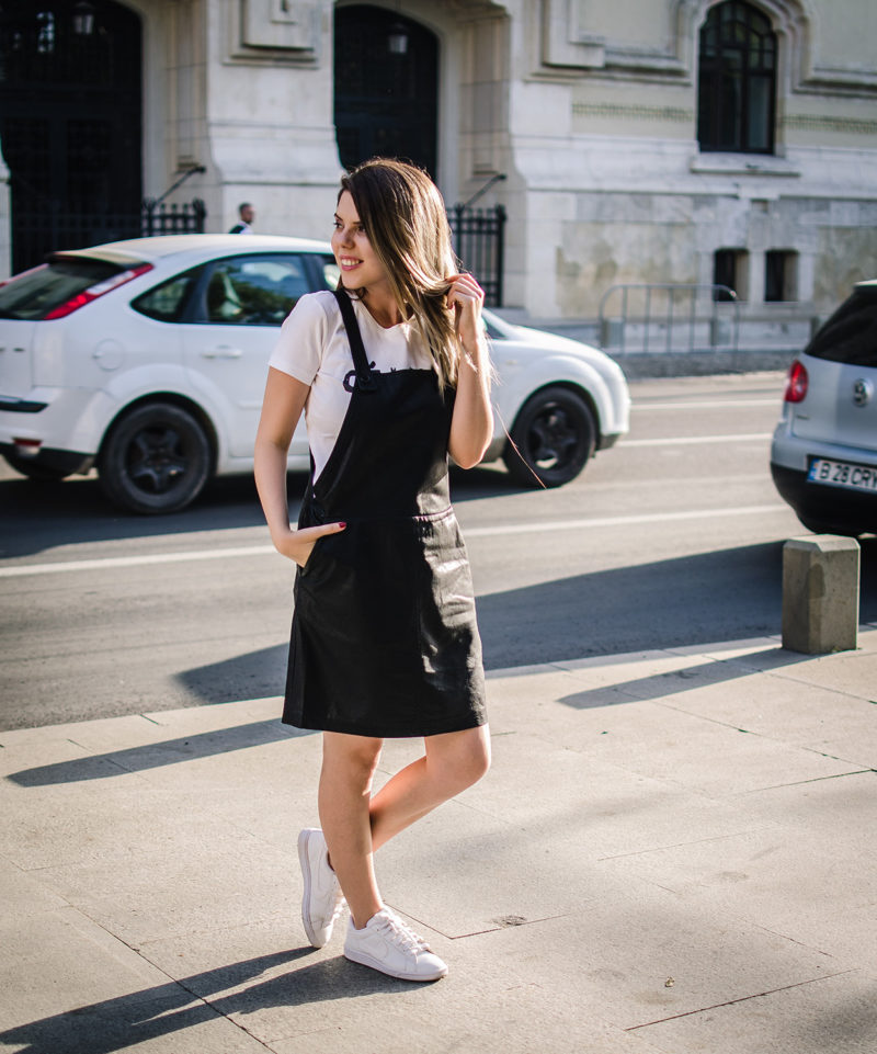 fake leather pinafore