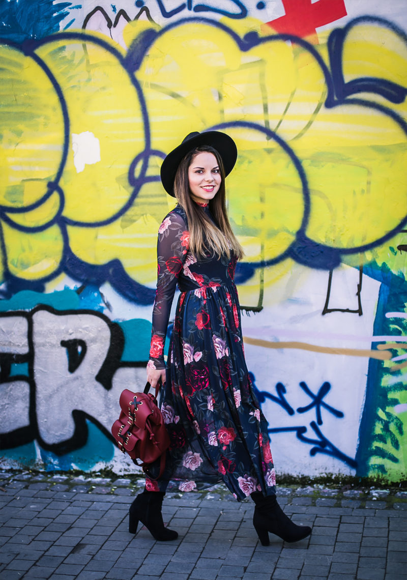 rose print midi dress nakd fashion