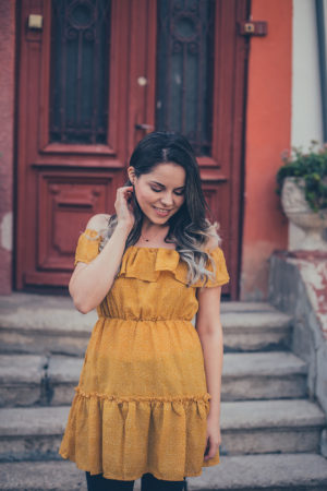 polka dot ruffle dress